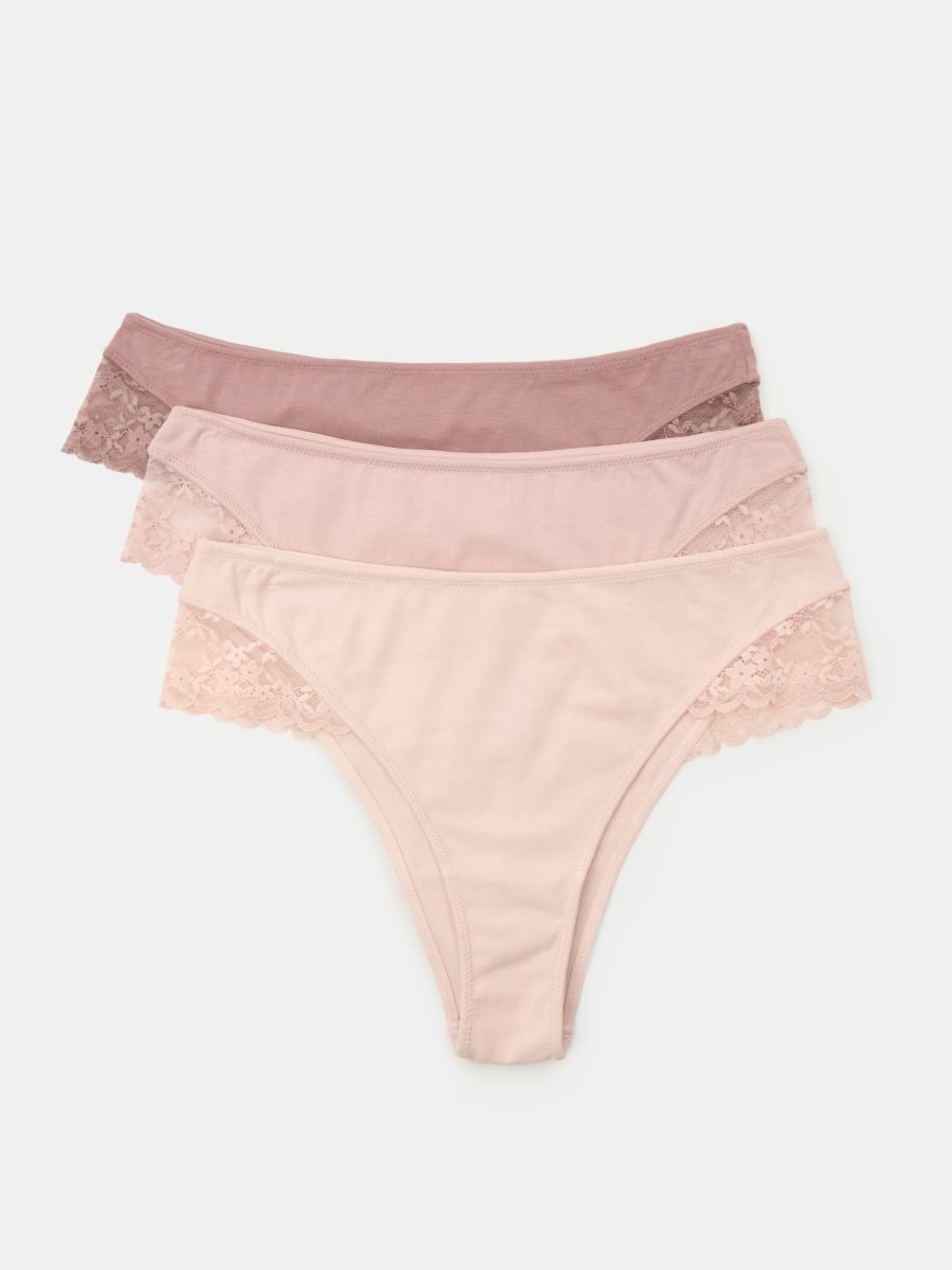 Majtki brazilian z koronką 3 pack - wielobarwny - SINSAY