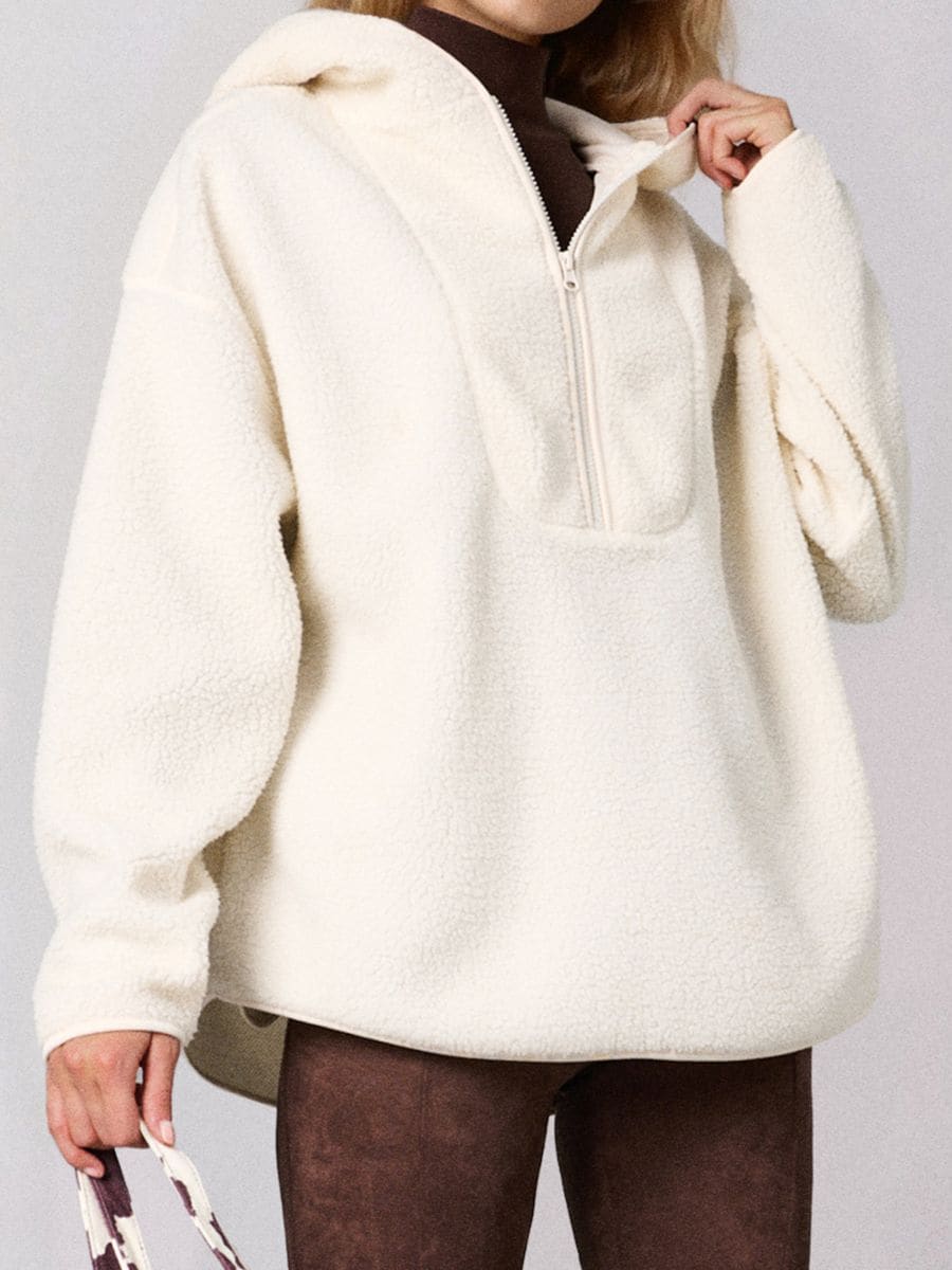 Sherpa dukserica sa kapuljačom - nude - SINSAY