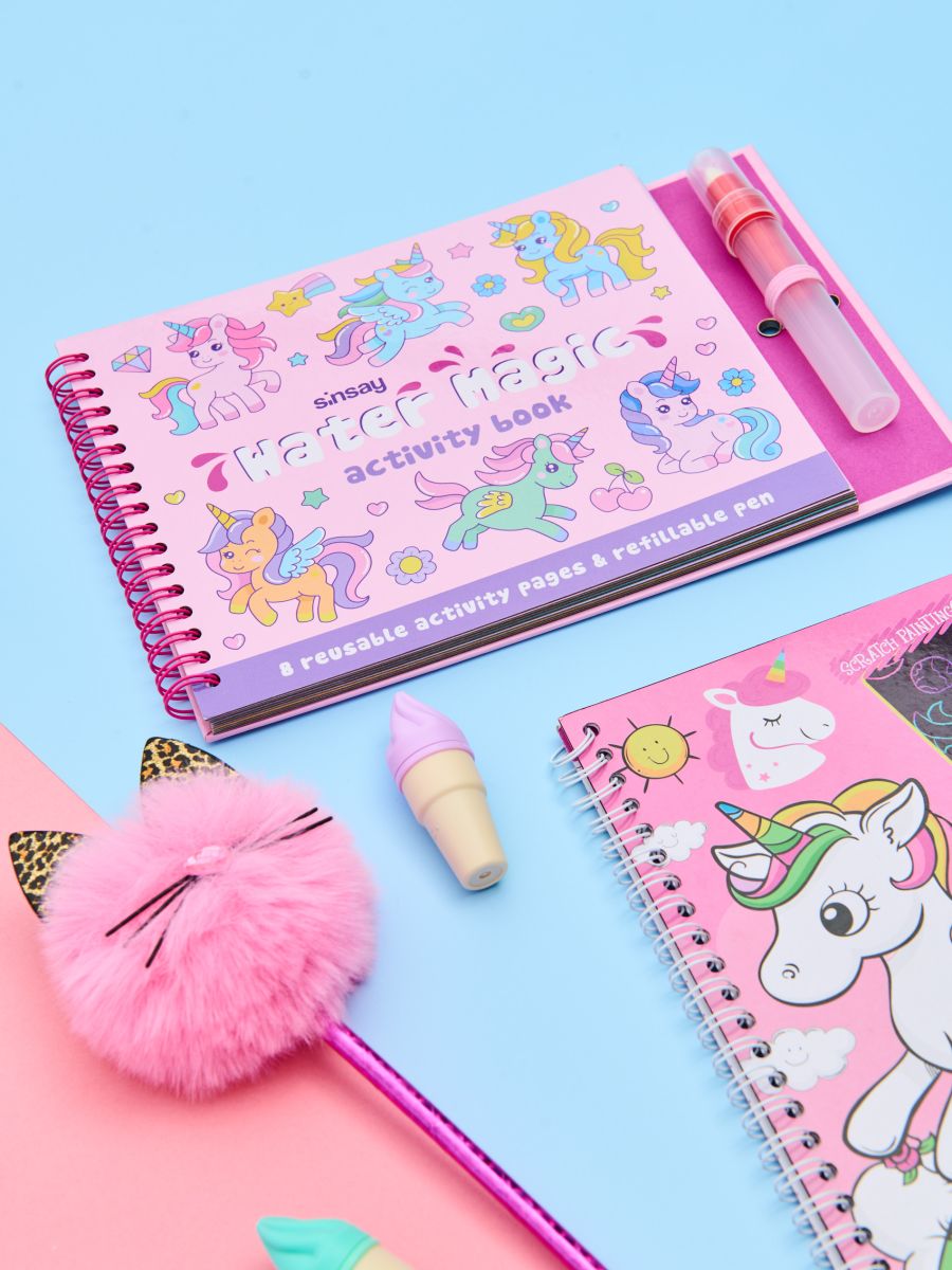 Wasser-Malbuch mit Pinsel - Pastellrosa - SINSAY