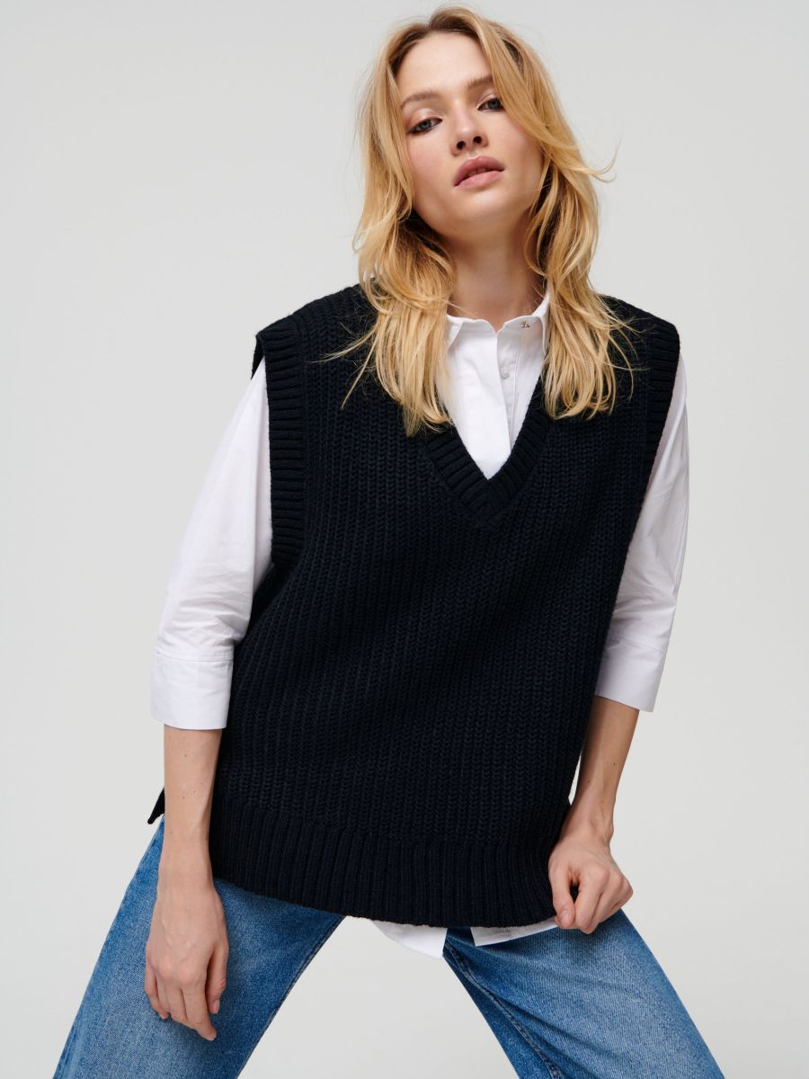 Vestă oversized - negru - SINSAY