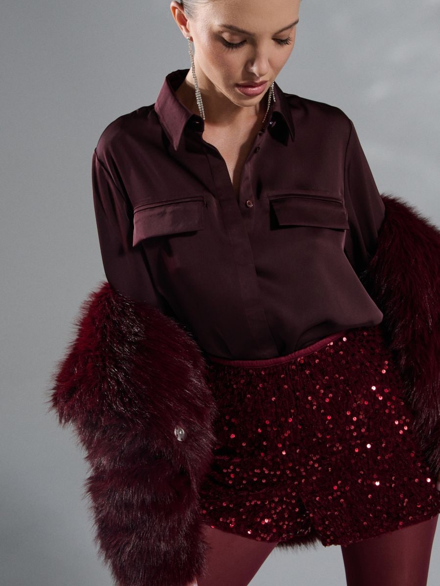 Šorts sa šljokicama - maroon - SINSAY