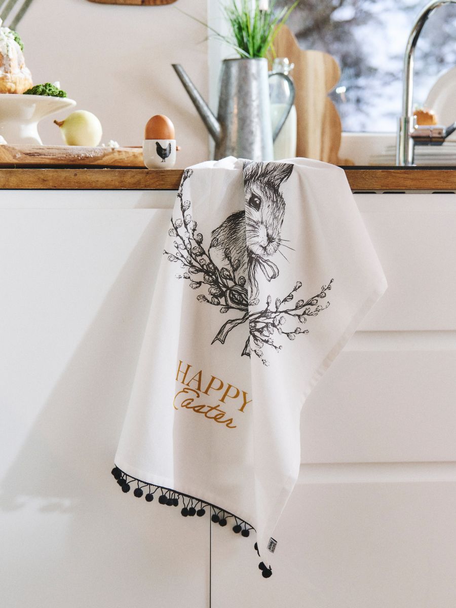 Lihavõtte köögirätikud jänesemotiiviga, 2 tk komplekt - valge - SINSAY