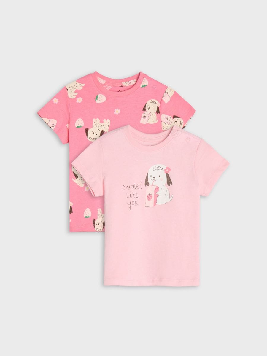Súprava 2 tričiek - pastelová ružová - SINSAY