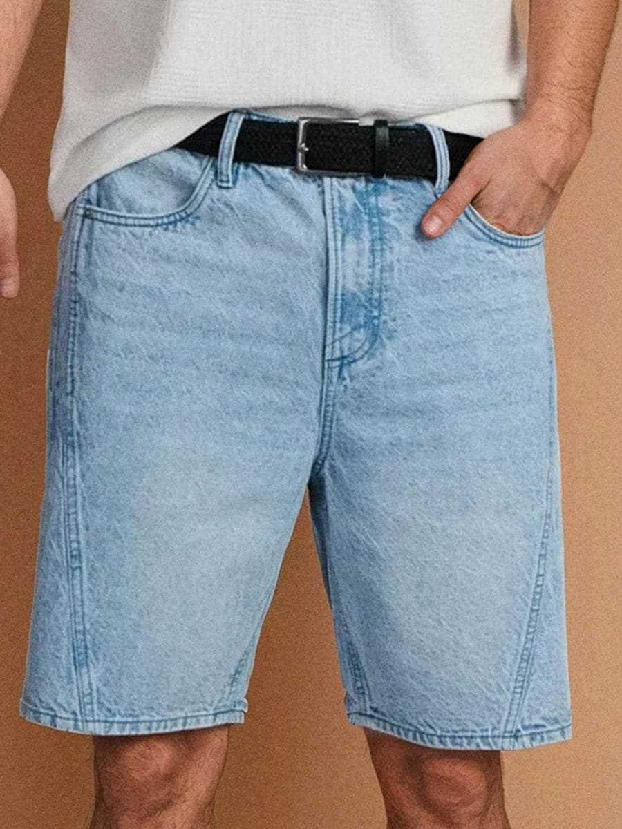 Pantaloni scurți din denim cu croială lejeră - albastru - SINSAY