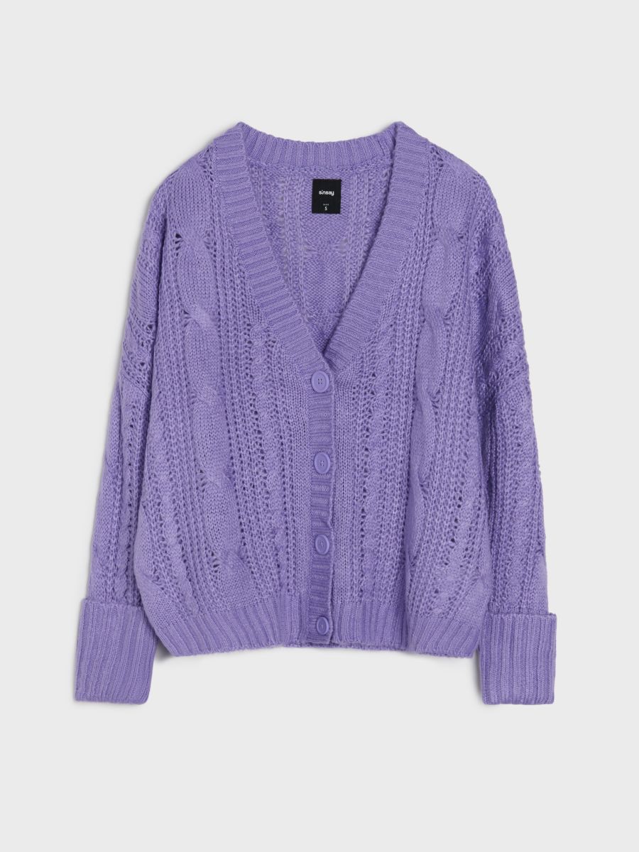 Pulover ajurat - violet-orhidee - SINSAY