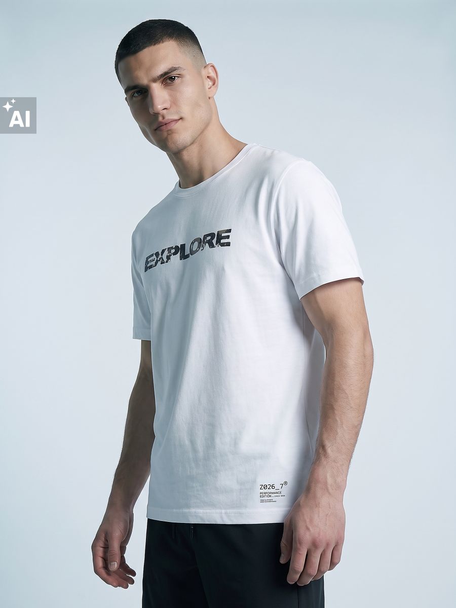 Bombažna slim fit majica s kratkimi rokavi Active - bela - SINSAY