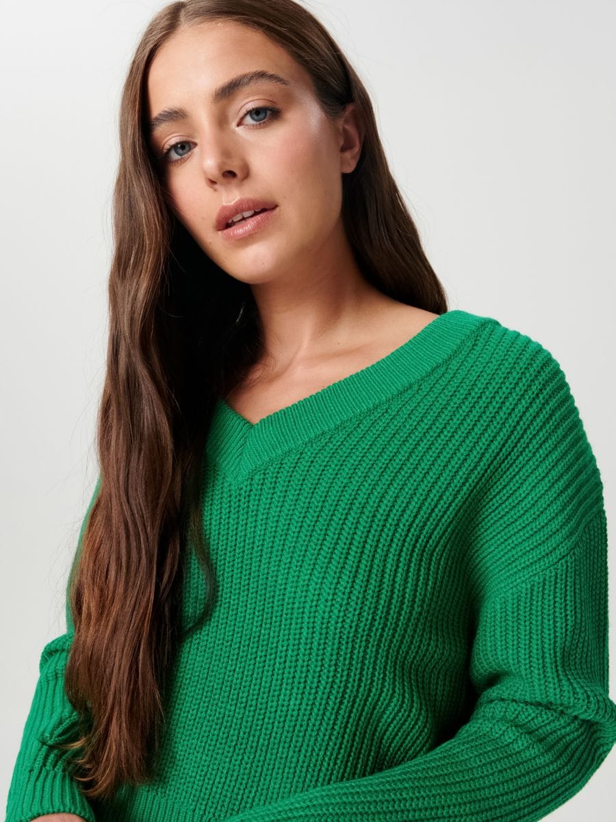 Sweter z miękkiej dzianiny - zielony - SINSAY