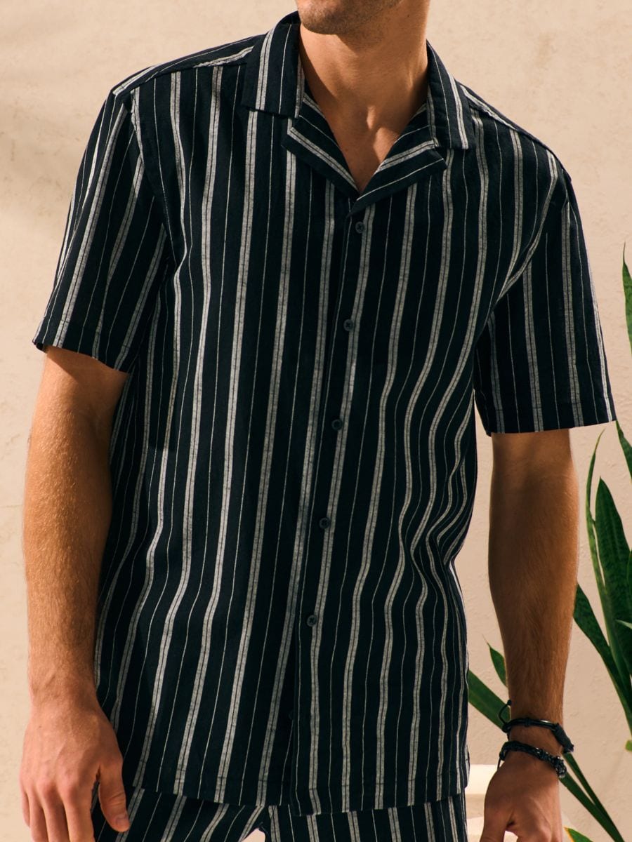 Triibuline särk - must - SINSAY