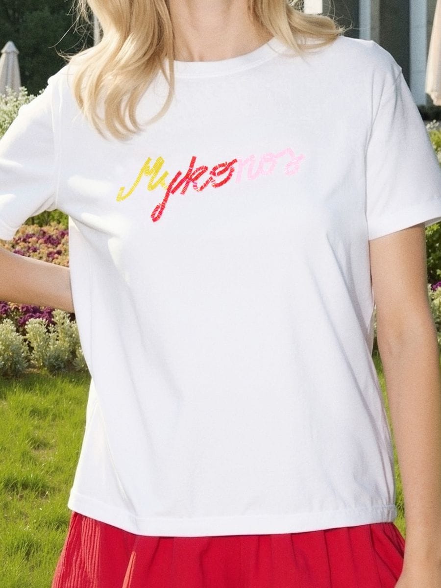 T-shirt in cotone con scritta - bianco - SINSAY