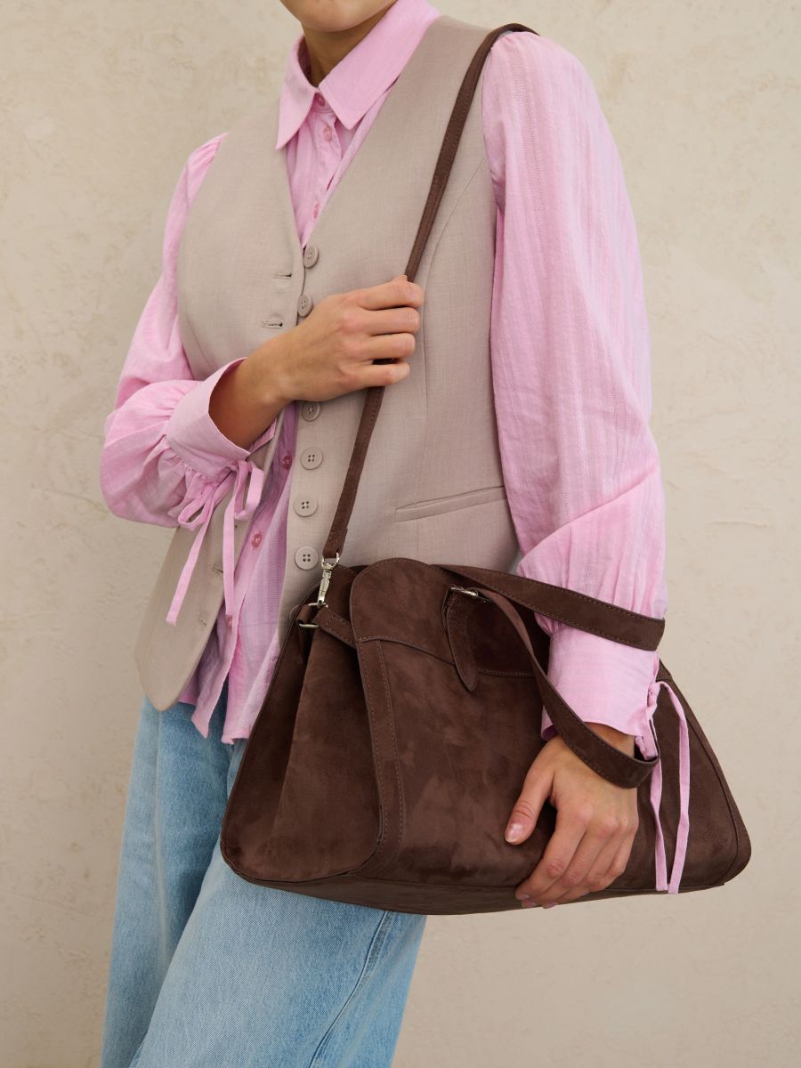 Suur kott seemisnaha imitatsioonist - tumepruun - SINSAY