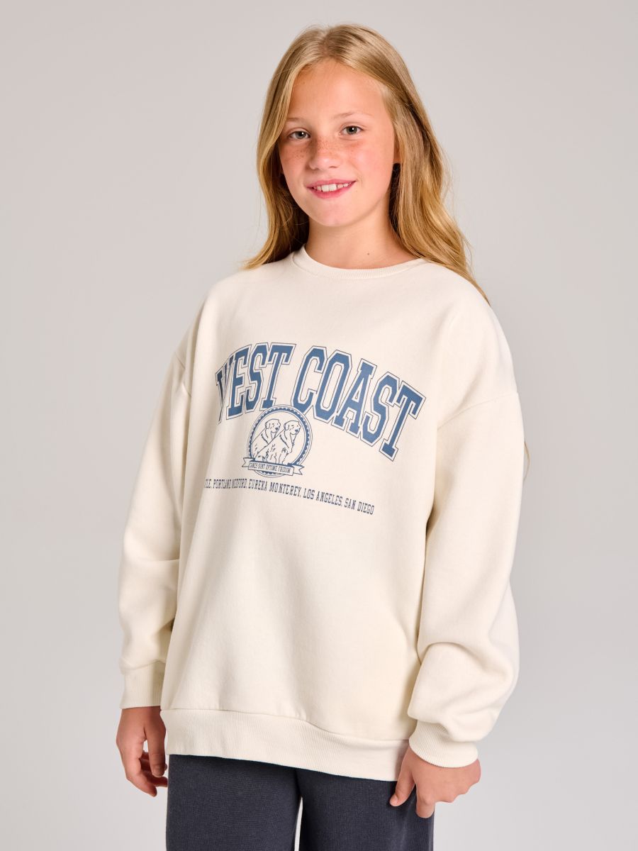 Dukserica s okruglim izrezom - krem - SINSAY