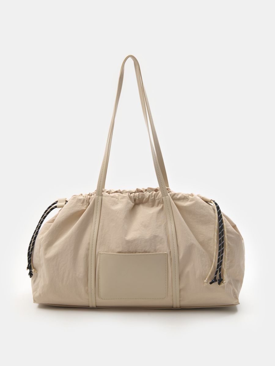 Velika najlonska torba za rame - bež - SINSAY