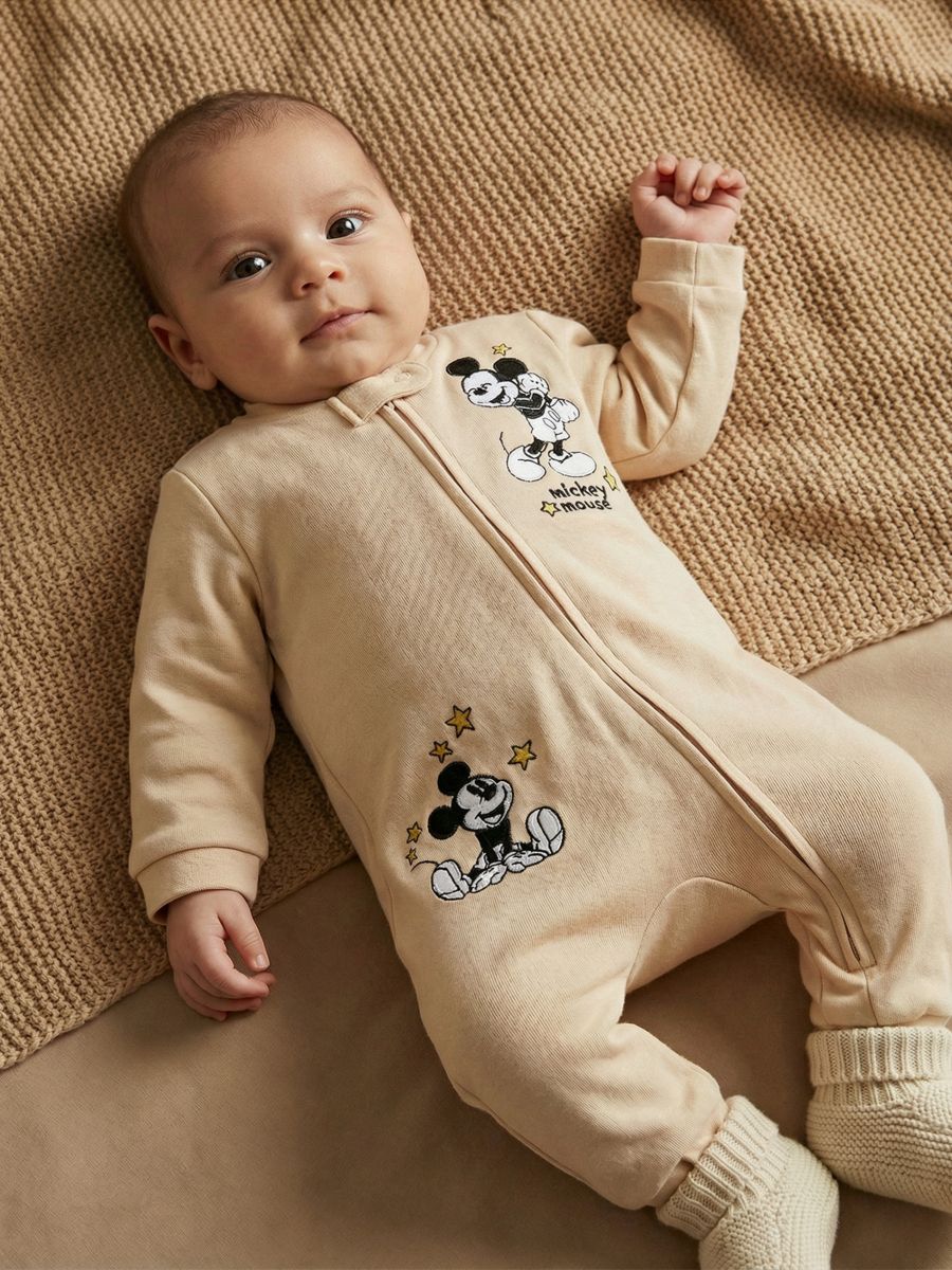 Pamučni bebi pajac Mickey Mouse - BEŽ - SINSAY