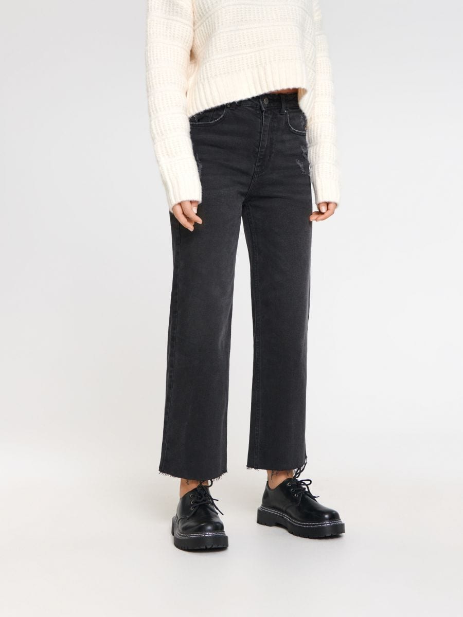 Jeans cropped high waist - nero - SINSAY