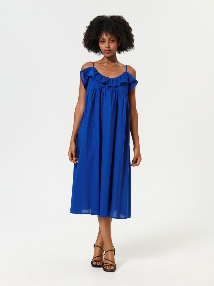 Midi haljina s naramenicama - mornarsko plava - SINSAY