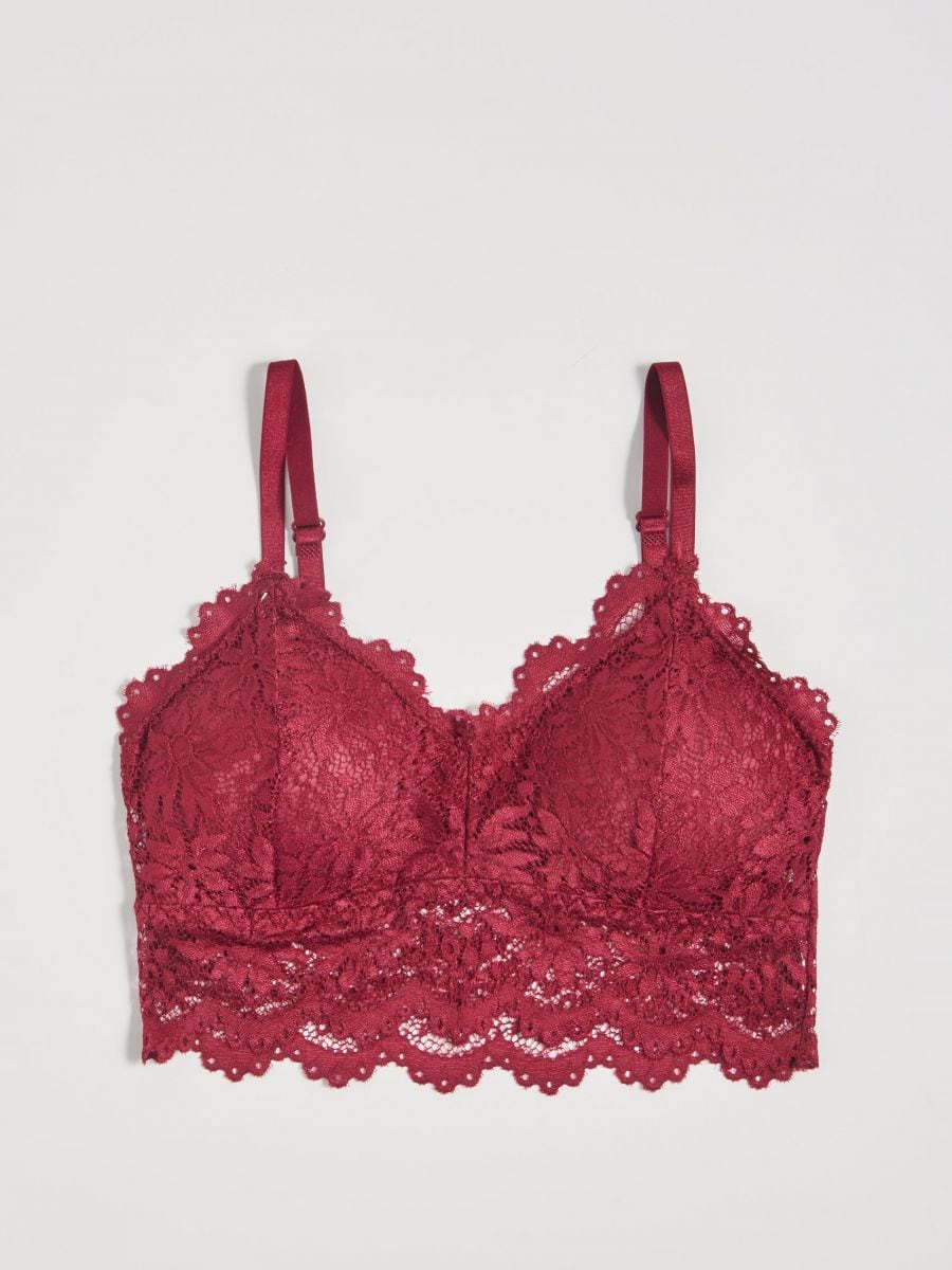 Longline lace bra Color burgundy - SINSAY - WE959-83X