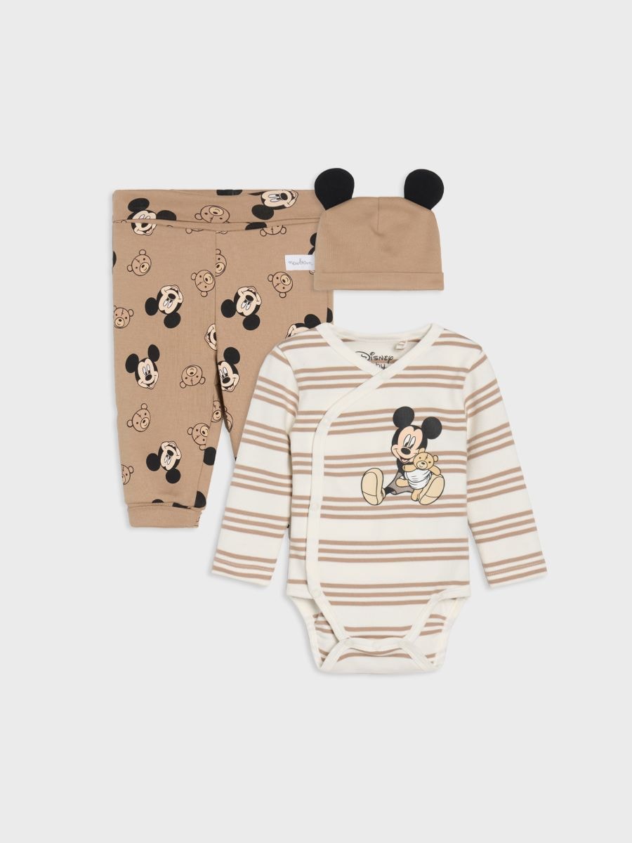 Komplet niemowlęcy Mickey Mouse - kremowy - SINSAY