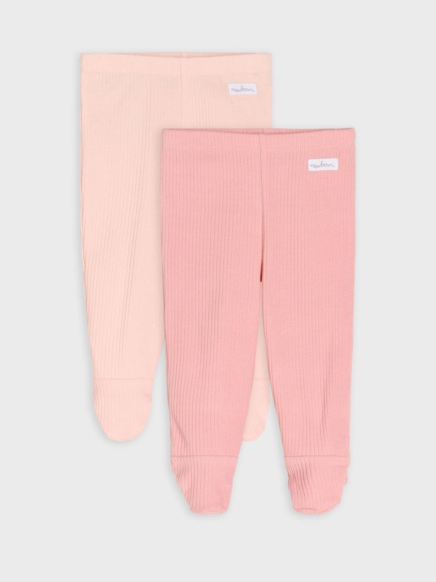 Set de 2 pantaloni striați cu tălpi acoperite - roz-pastel - SINSAY