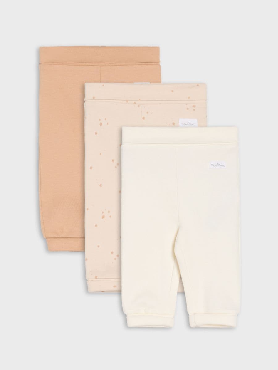 Pantaloni din bumbac 3 pack - crem - SINSAY