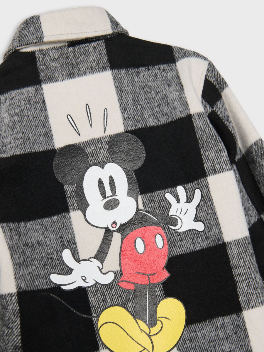 Kurtka koszulowa w kratę Mickey Mouse - szary - SINSAY