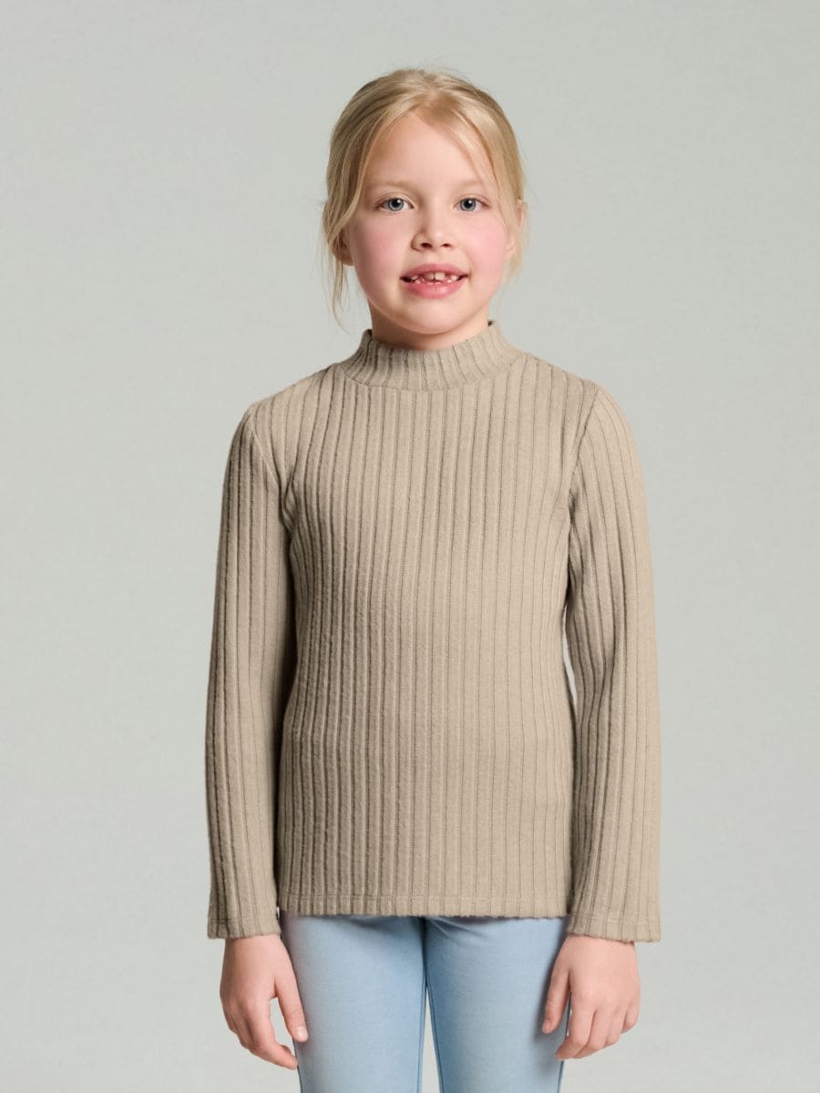 Sweter w prążki - beżowy - SINSAY
