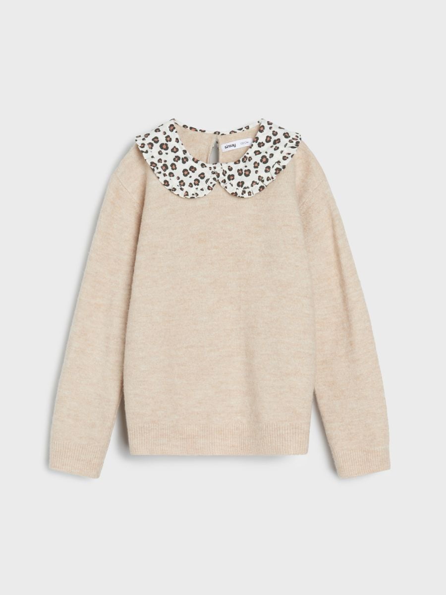 Maglione con colletto alla peter pan - beige - SINSAY