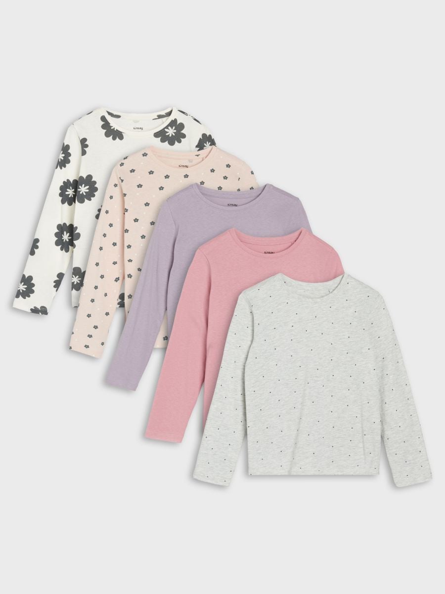 Paket 5 majic z dolgimi rokavi - večbarvna - SINSAY