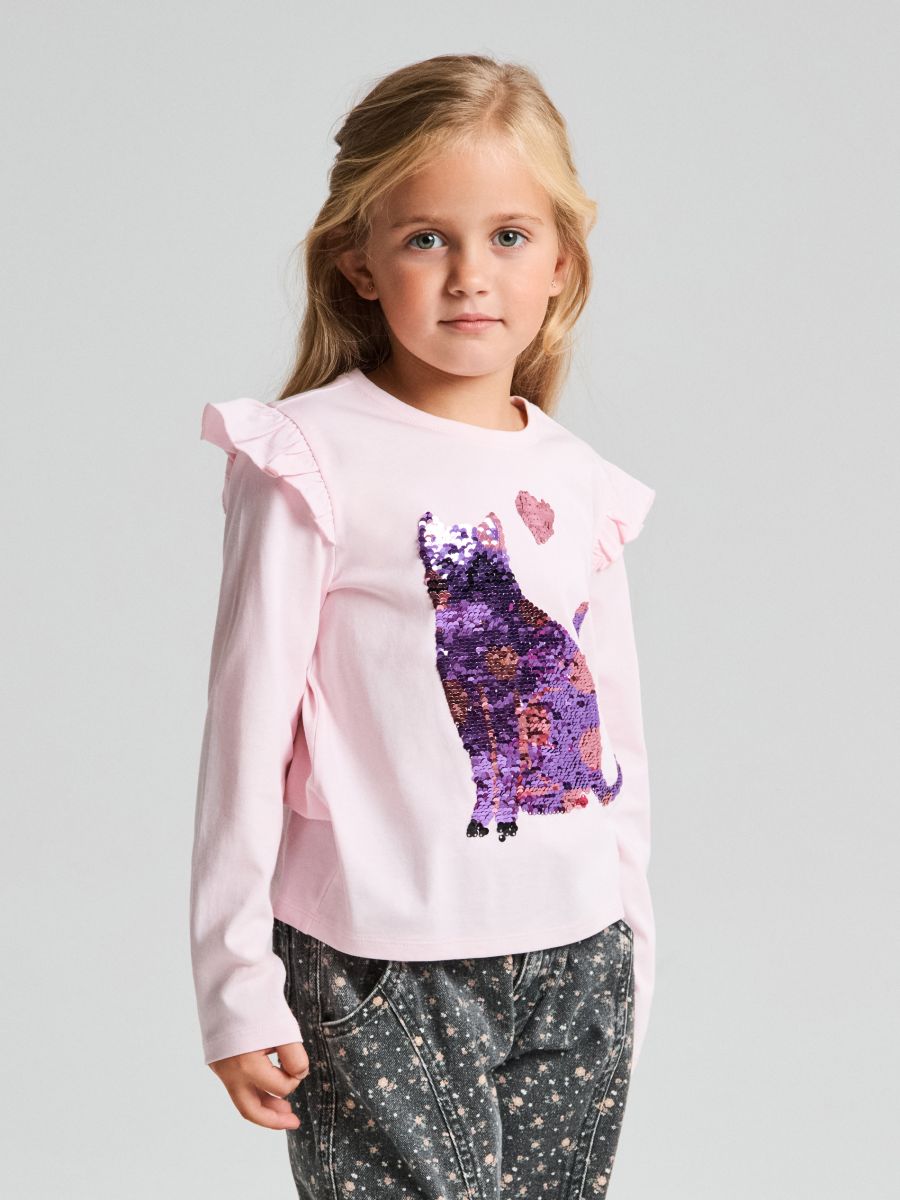 Футболка з довгим рукавом - пастельний рожевий - SINSAY