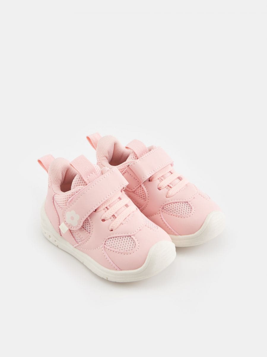 Sneakersy ze skórzaną wkładką - różowy - SINSAY