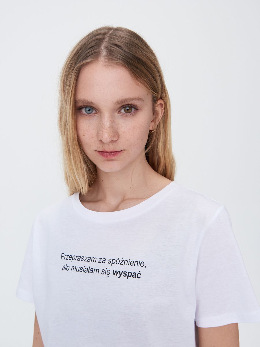 Printed T-shirt Color white - SINSAY - YN158-00J