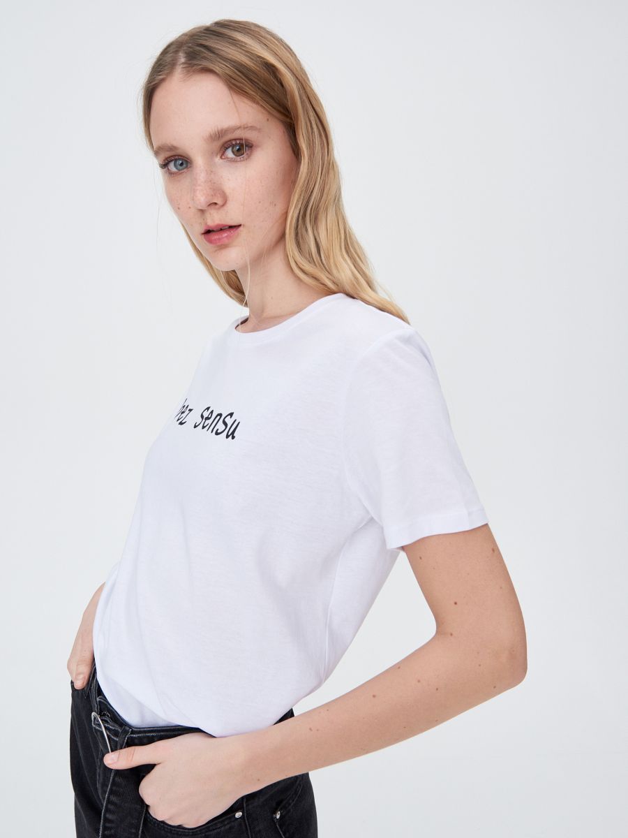Printed T-shirt Color white - SINSAY - YN158-00X