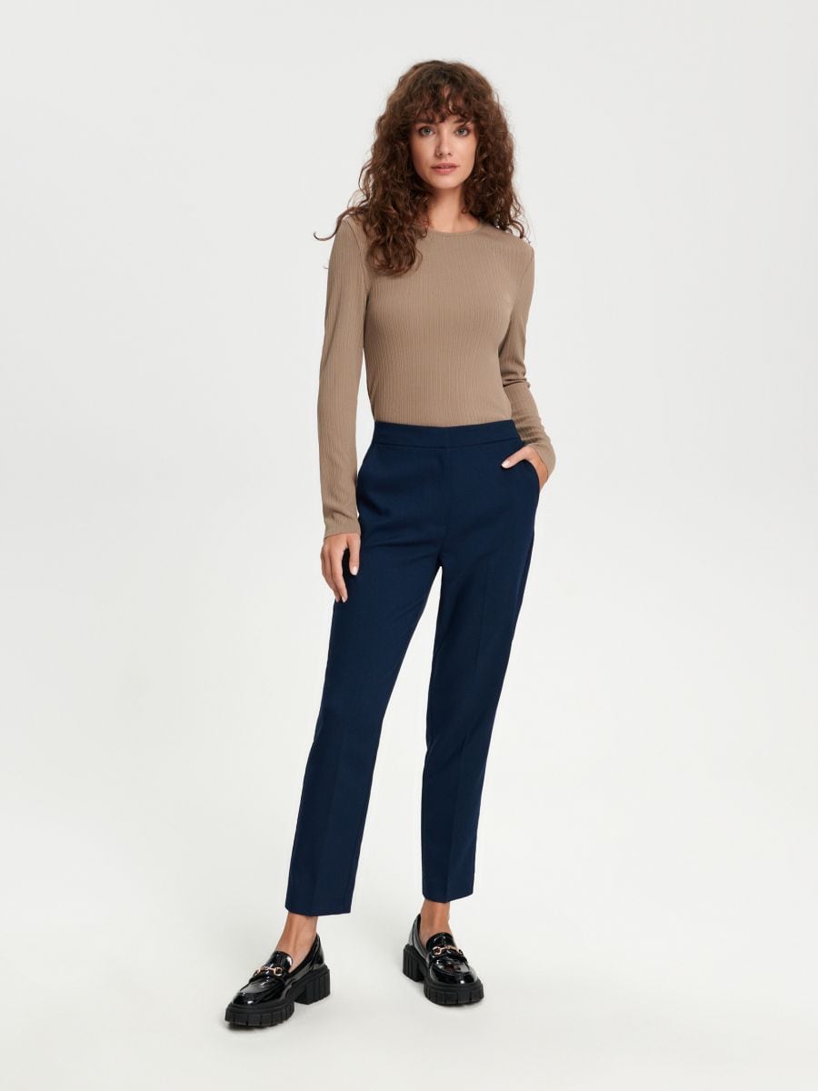 Buy Black Cotton Solid Cigarette Pants Online in India