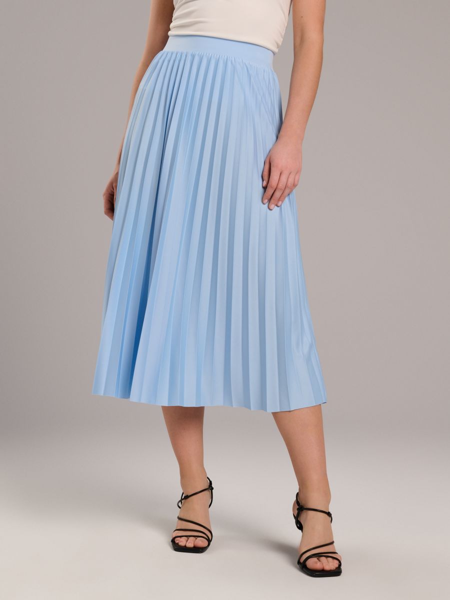 Plisovaná midi sukně - modrá - SINSAY
