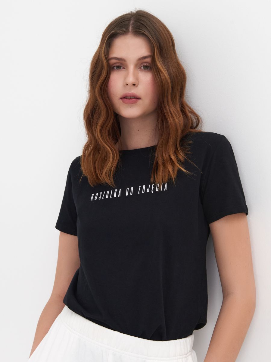 Ladies` t-shirt Color black - SINSAY - YX922-99X