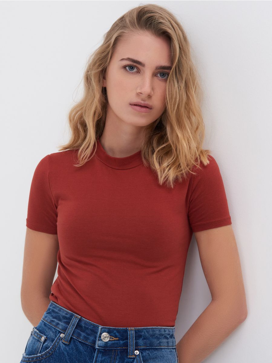 High neck blouse Color maroon - SINSAY - YZ276-83X