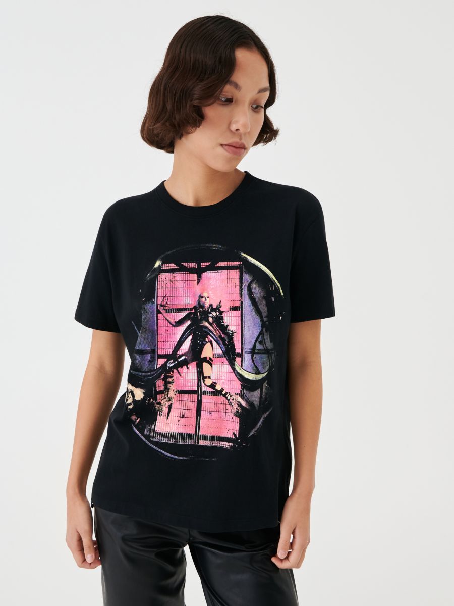 Lady Gaga T-shirt Color black - SINSAY - YZ483-99X