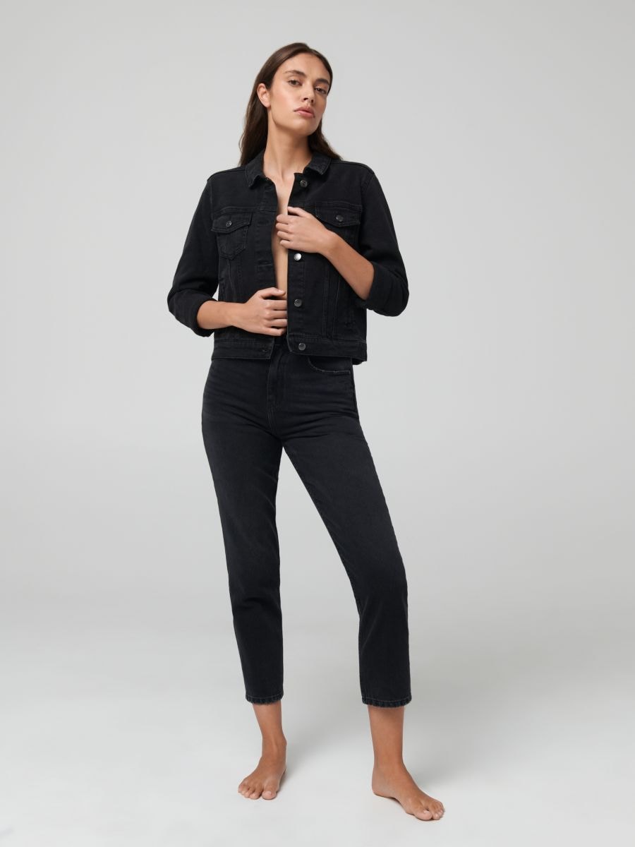 High waist mom fit jeans - black - SINSAY