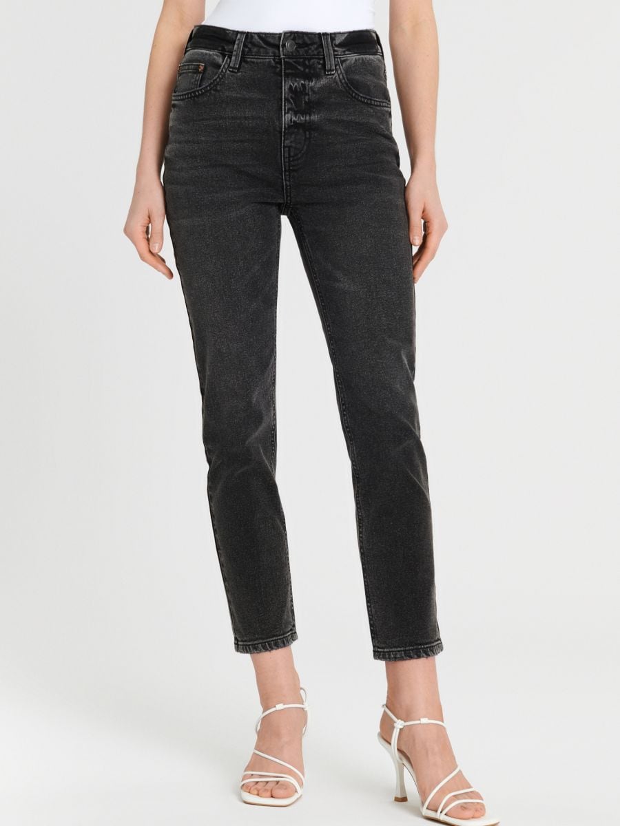 Jeans im Straight-Fit mit mittlerer Leibhöhe - Schwarz - SINSAY