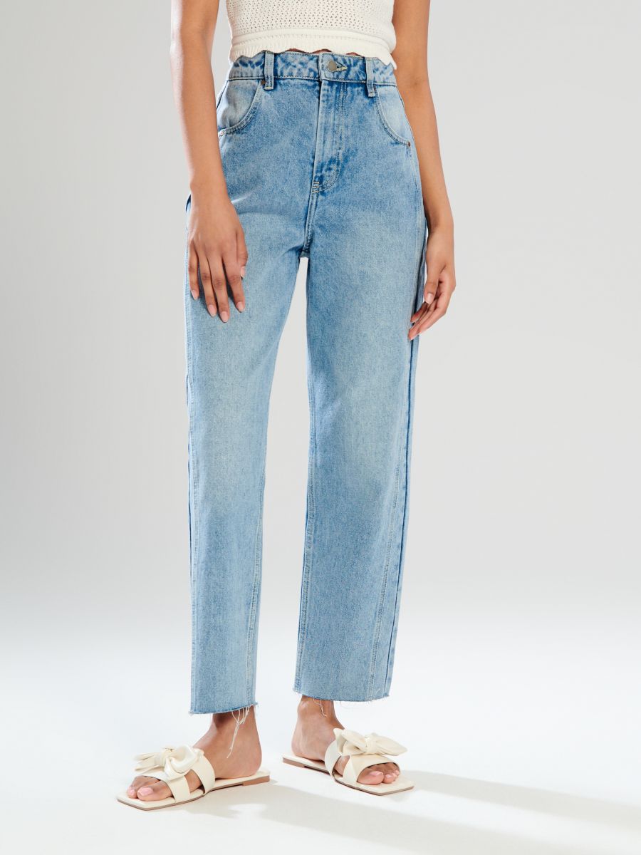 High-Waist-Jeans im Straight-Fit - Blau - SINSAY