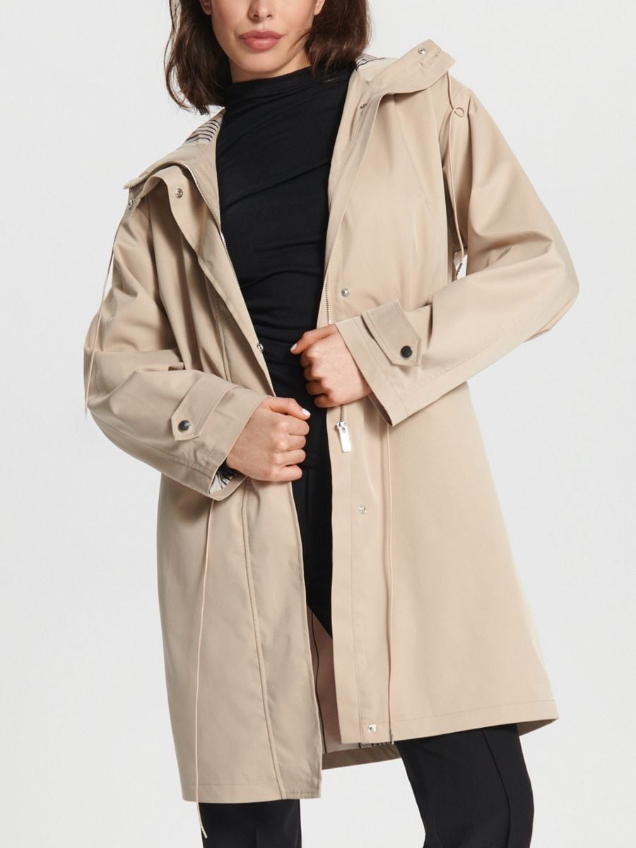 Parka stila jaka ar kapuci - bēšs - SINSAY