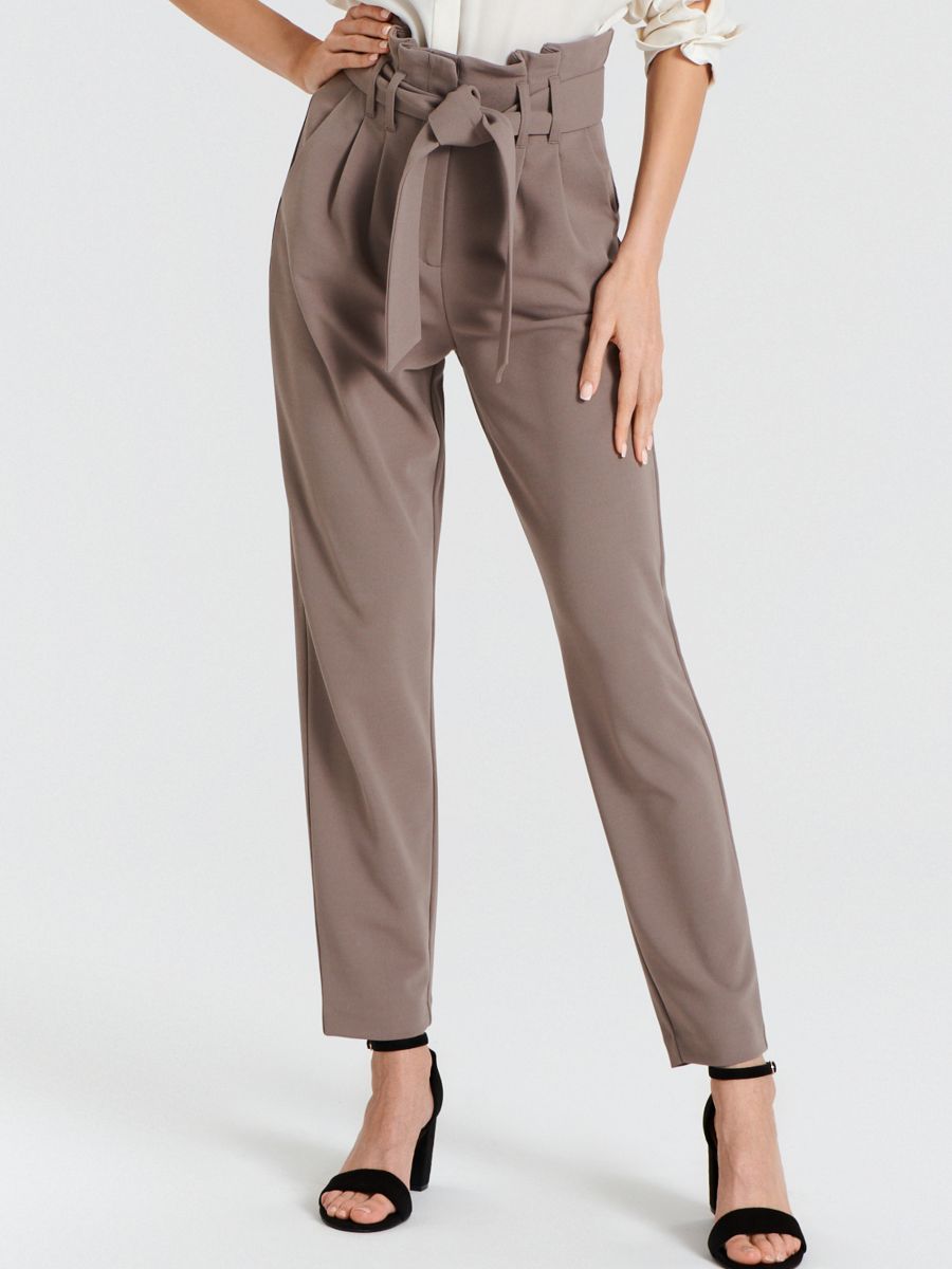 Elegant pull-on trousers with a velvet waistband in Black | GERRY WEBER