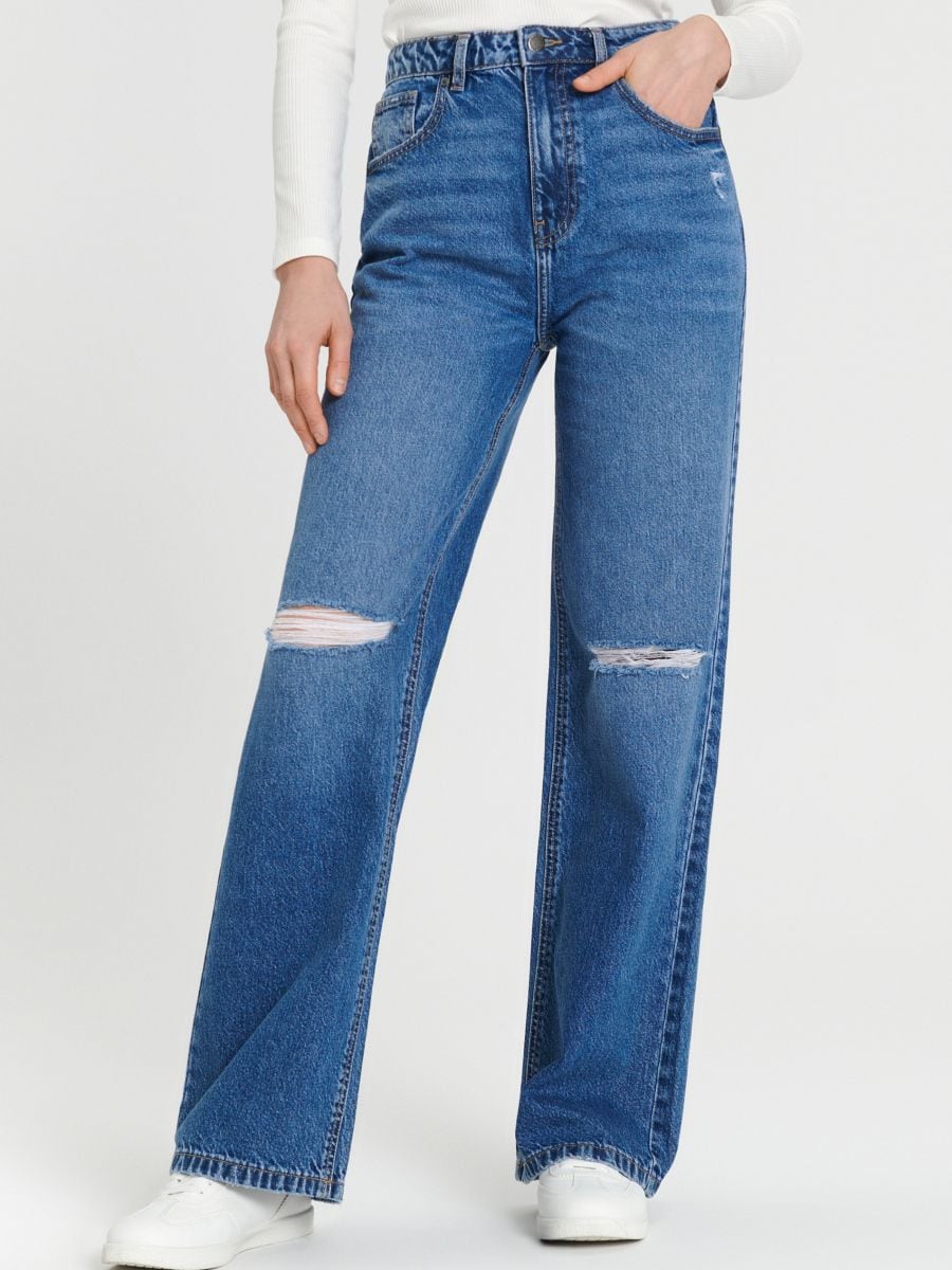 High-Waist-Jeans im Wide-Leg-Fit - Navy - SINSAY