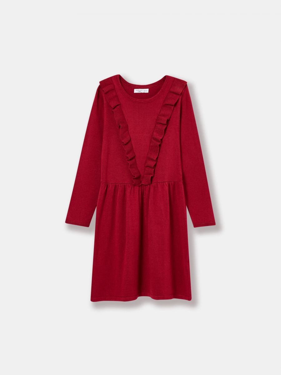 Dress with ruffle hem Color maroon - SINSAY - ZE397-83X