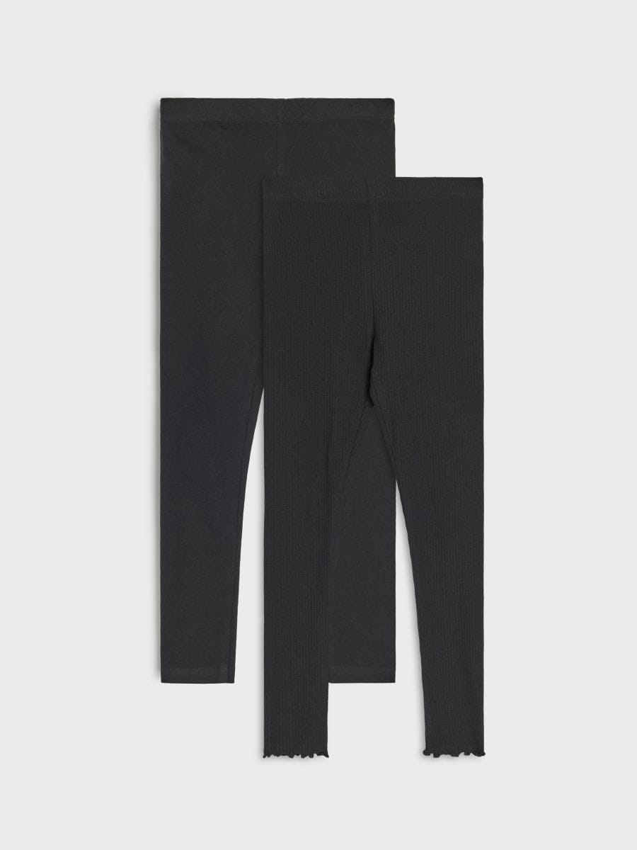 Bawełniane legginsy 2 pack - czarny - SINSAY
