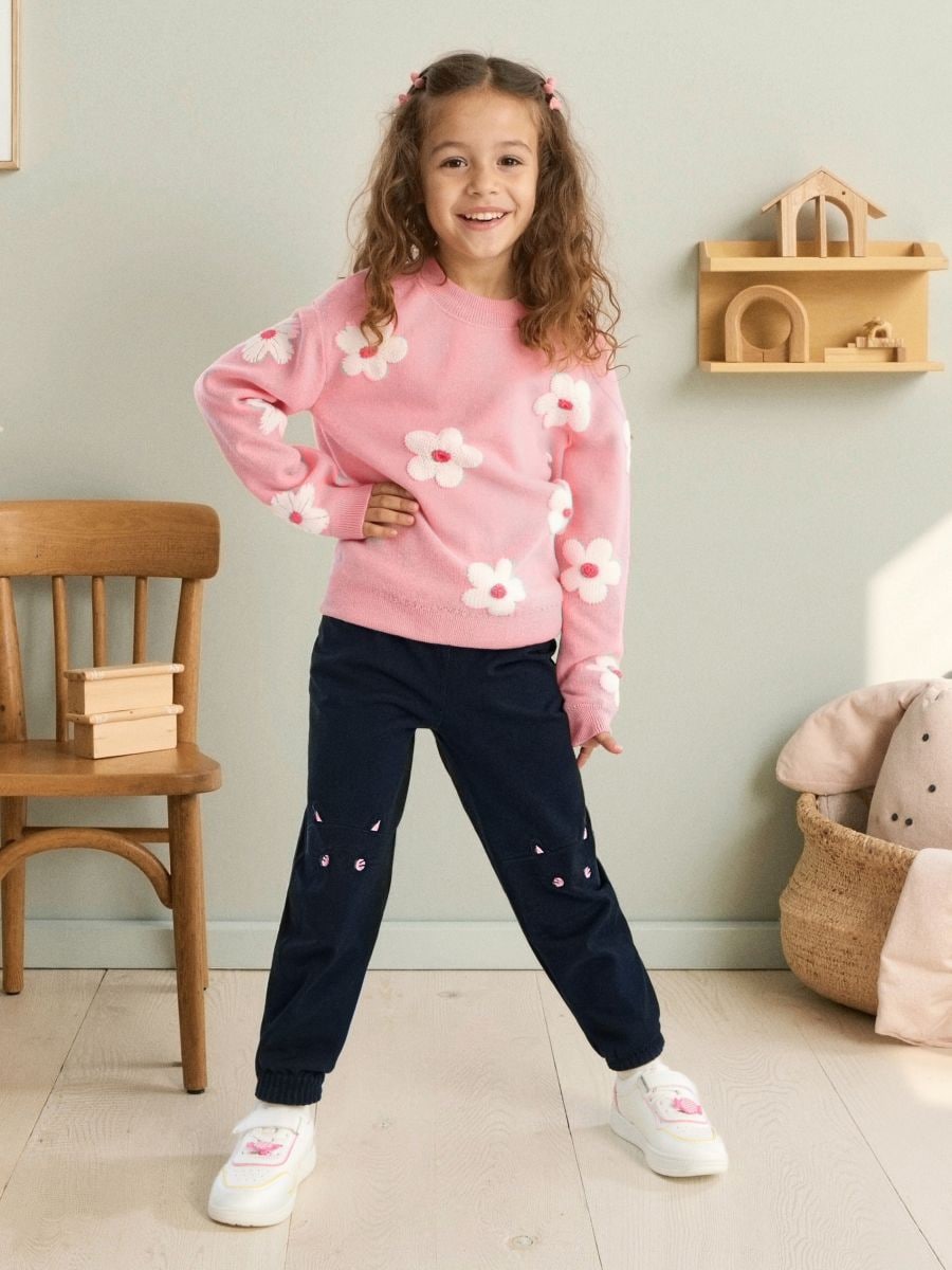 Штани з нашивками - темно-синій - SINSAY