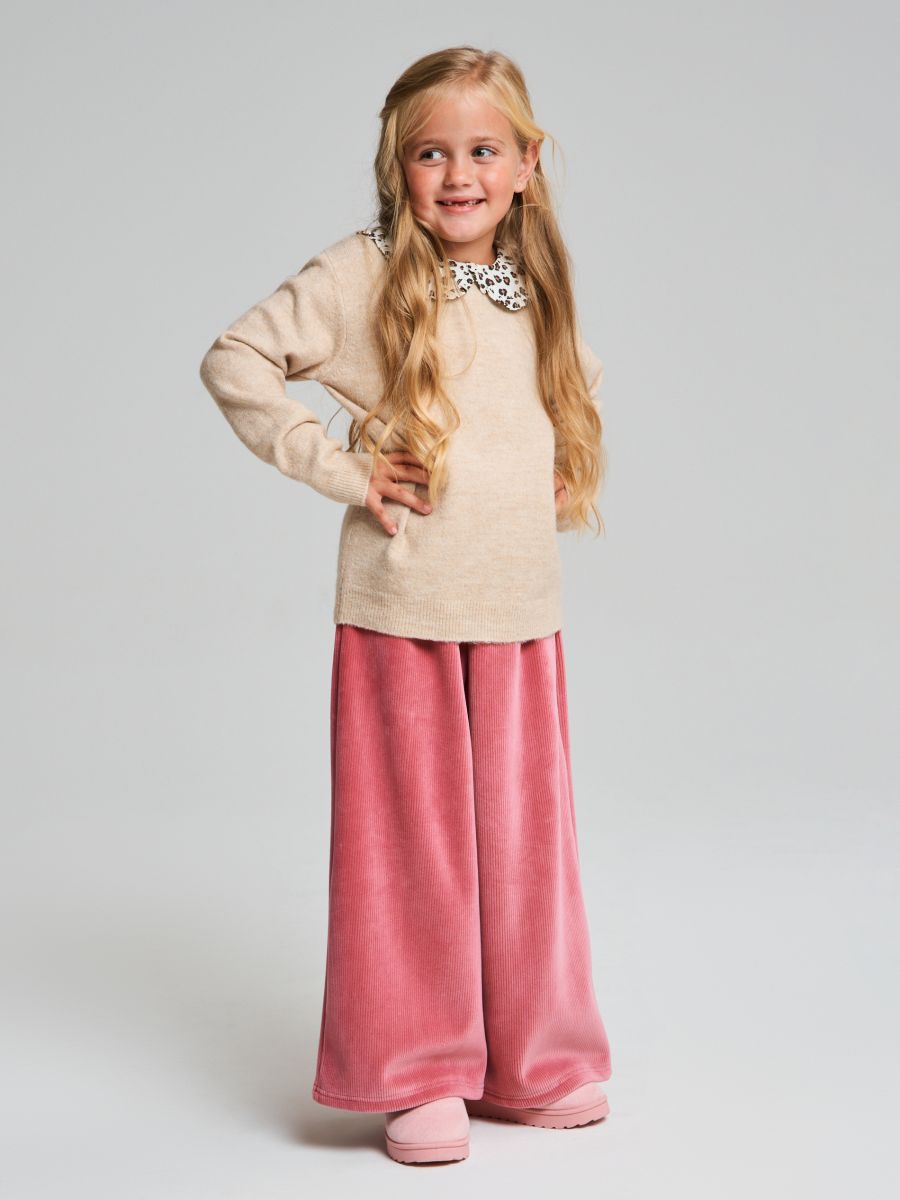 Штани кльош із флісовою підкладкою - бордовий - SINSAY