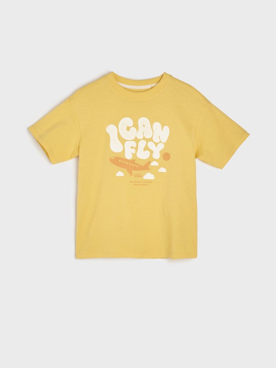 Majica s potiskom - svetlo rumena - SINSAY