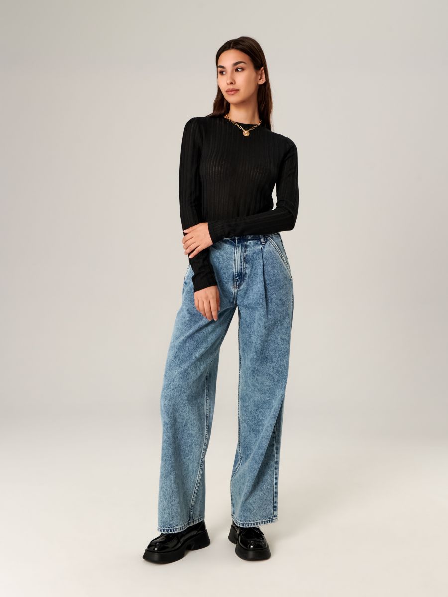 Jeans high waist wide leg - blu - SINSAY