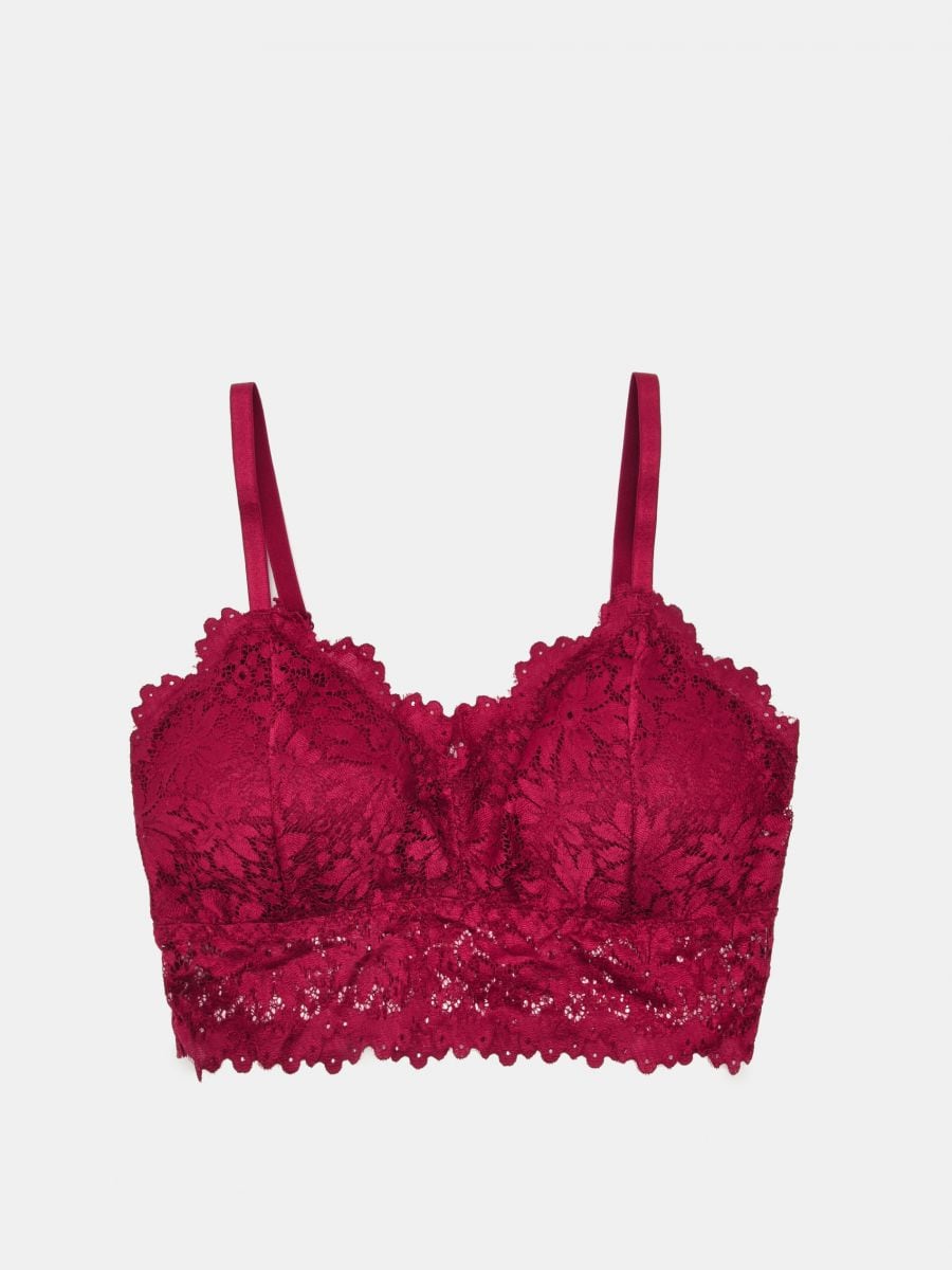 Lace push up bralette Color maroon - SINSAY - ZP676-83X