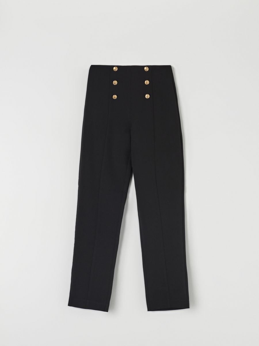 Spodnie z ozdobnymi guzikami - czarny - SINSAY